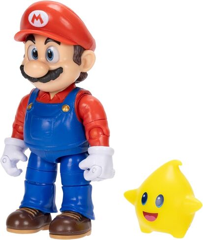 The Super Mario Galaxy Movie 5" Action Figures Series 1 – Mario Figure with Yellow Glow-in-The Dark Luma Star Accessory - Premium Details 22 Points of Articulation in Kuwait