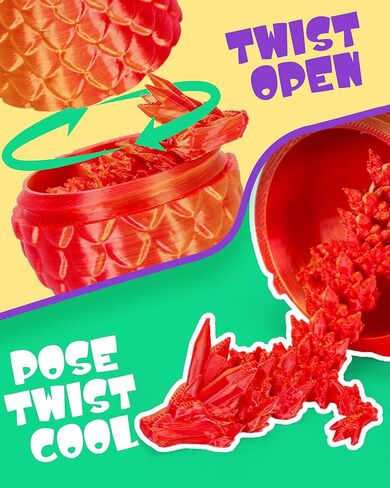 TBOLINE 4PCS 3D Printed Dragon Egg, Articulated Crystal Animals Cool Fidget Toys, Small 3D Printer Dinosaur Eggs Party Favors Toy Classroom Prizes for Kids Boy Girls 5-7 8-12 in Kuwait