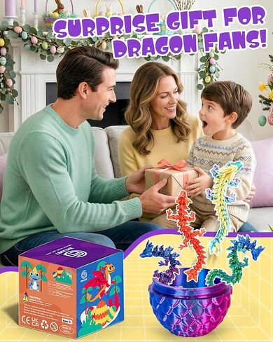 TBOLINE 4PCS 3D Printed Dragon Egg, Articulated Crystal Animals Cool Fidget Toys, Small 3D Printer Dinosaur Eggs Party Favors Toy Classroom Prizes for Kids Boy Girls 5-7 8-12 in Kuwait