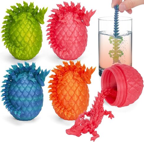 TBOLINE 4PCS 3D Printed Dragon Egg, Articulated Crystal Animals Cool Fidget Toys, Small 3D Printer Dinosaur Eggs Party Favors Toy Classroom Prizes for Kids Boy Girls 5-7 8-12 in Kuwait