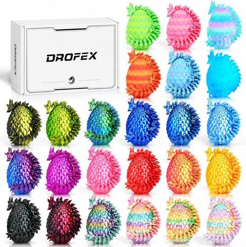 Drofex 24P 3D Printed Dragon Eggs, Mystery Crystal Dragon Egg for Birthday Party Favors, Unique 3D Fidget Toys for Classroom Prizes Bag Stuffers, Fantasy Tabletop Decor for Kids & Collectors in Kuwait