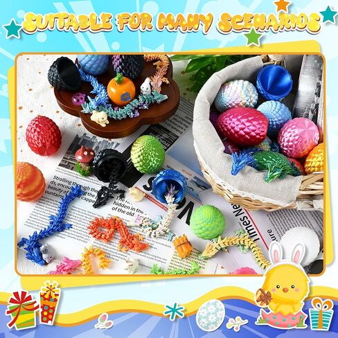 Drofex 24P 3D Printed Dragon Eggs, Mystery Crystal Dragon Egg for Birthday Party Favors, Unique 3D Fidget Toys for Classroom Prizes Bag Stuffers, Fantasy Tabletop Decor for Kids & Collectors in Kuwait