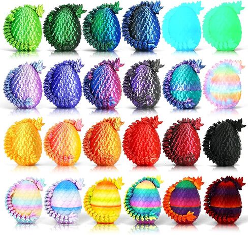 Drofex 24P 3D Printed Dragon Eggs, Mystery Crystal Dragon Egg for Birthday Party Favors, Unique 3D Fidget Toys for Classroom Prizes Bag Stuffers, Fantasy Tabletop Decor for Kids & Collectors in Kuwait