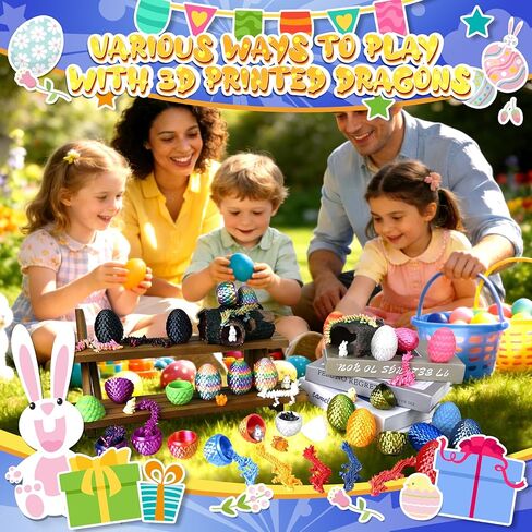 Drofex 24P 3D Printed Dragon Eggs, Mystery Crystal Dragon Egg for Birthday Party Favors, Unique 3D Fidget Toys for Classroom Prizes Bag Stuffers, Fantasy Tabletop Decor for Kids & Collectors in Kuwait