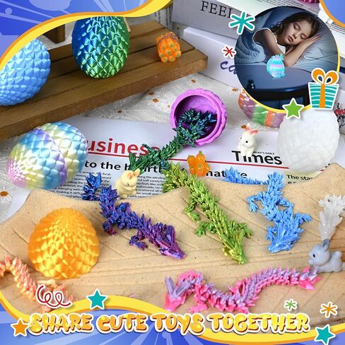 Drofex 24P 3D Printed Dragon Eggs, Mystery Crystal Dragon Egg for Birthday Party Favors, Unique 3D Fidget Toys for Classroom Prizes Bag Stuffers, Fantasy Tabletop Decor for Kids & Collectors in Kuwait