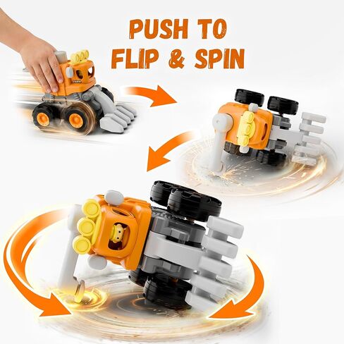 iPlay، شاحنات البناء iLearn Stunt للأطفال الصغار 1-3، سيارات الاحتكاك للأطفال، مجموعة سيارات السحب للأطفال، شاحنة تفريغ الأسطوانة الحفارة للأولاد، هدية عيد ميلاد 12 18 شهرًا، 2 3 4 5 سنوات للفتيات والأطفال in Kuwait