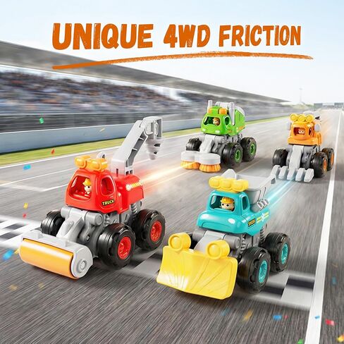 iPlay، شاحنات البناء iLearn Stunt للأطفال الصغار 1-3، سيارات الاحتكاك للأطفال، مجموعة سيارات السحب للأطفال، شاحنة تفريغ الأسطوانة الحفارة للأولاد، هدية عيد ميلاد 12 18 شهرًا، 2 3 4 5 سنوات للفتيات والأطفال in Kuwait