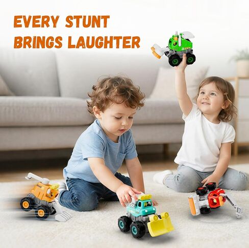 iPlay، شاحنات البناء iLearn Stunt للأطفال الصغار 1-3، سيارات الاحتكاك للأطفال، مجموعة سيارات السحب للأطفال، شاحنة تفريغ الأسطوانة الحفارة للأولاد، هدية عيد ميلاد 12 18 شهرًا، 2 3 4 5 سنوات للفتيات والأطفال in Kuwait