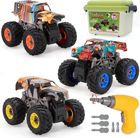 Take Apart Monster Truck STEM Toys for 3-8 Year Old Boys Girls,Educational Building Toys with Electric Drill & Storage Box Gift Birthday Christmas for Boys Girls Kids Toddlers in Kuwait