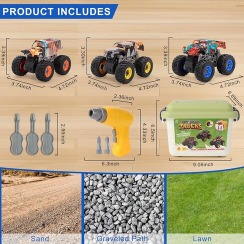 Take Apart Monster Truck STEM Toys for 3-8 Year Old Boys Girls,Educational Building Toys with Electric Drill & Storage Box Gift Birthday Christmas for Boys Girls Kids Toddlers in Kuwait