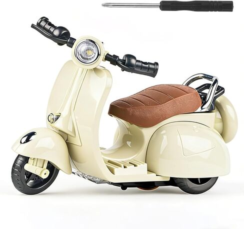 360° Rotating Electric Scooter Toy For 17Cm Doll With Lights & Music, Cute Motorcycle Desktop Decor For Doll Collectors, Beige (Battery Not Included, Screwdriver Included, Color Box Packaging) in Kuwait