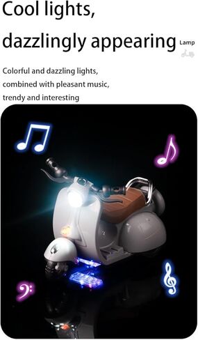 360° Rotating Electric Scooter Toy For 17Cm Doll With Lights & Music, Cute Motorcycle Desktop Decor For Doll Collectors, Beige (Battery Not Included, Screwdriver Included, Color Box Packaging) in Kuwait