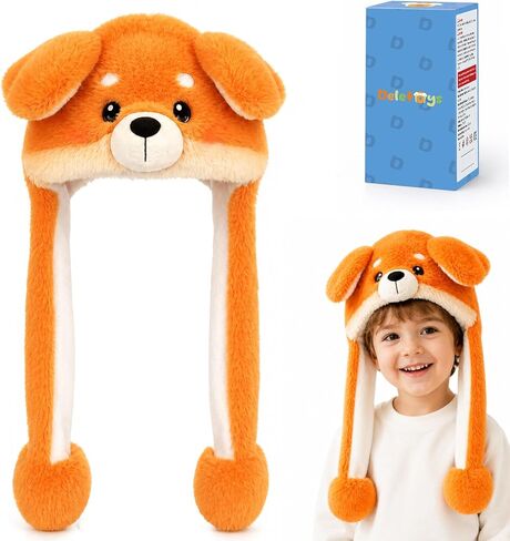 Moving Ear Hat, Soft Funny Animal Hats Jumping Beating Plush Caps Holiday Cosplay Dress Up Gift for Adult in Kuwait