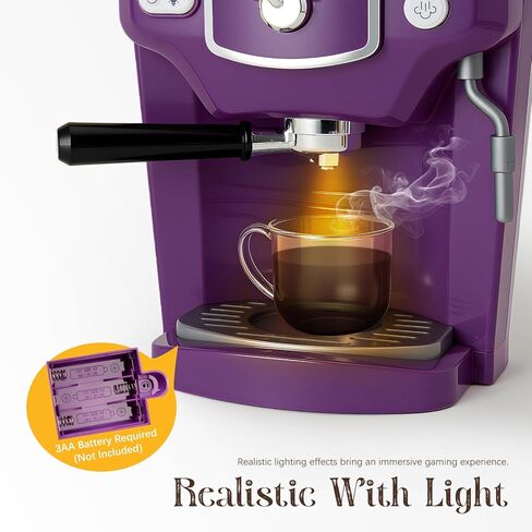 Toylink Toy Coffee Maker for Kids with Sound and Lights, Purple Kids Coffee Playset Pretend Play Kitchen Accessories with Cups & Play Food, Toddler Toys Birthday Gifts for 3 4 5 6 Years Old Girls Boys in Kuwait