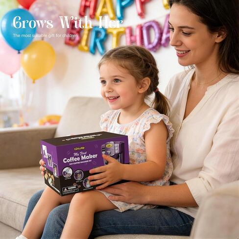 Toylink Toy Coffee Maker for Kids with Sound and Lights, Purple Kids Coffee Playset Pretend Play Kitchen Accessories with Cups & Play Food, Toddler Toys Birthday Gifts for 3 4 5 6 Years Old Girls Boys in Kuwait