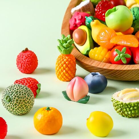 Mini Shopping Cart Basket, Miniature Grocery Toys 3 Supermarket Shelves Play Store 100+ Fruit Vegetable Cake Bread Mini Food Miniature Dollhouse Accessories with Push Cart in Kuwait