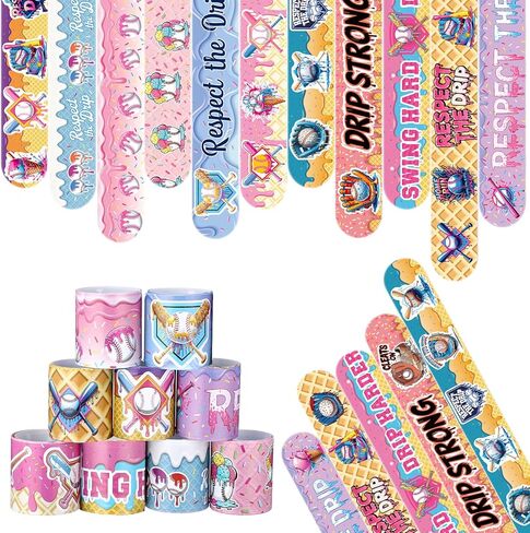 24 Pcs Slap Bracelets Party Favors for Kids Bulk Wristbands Bracelets Sports Decoration for Girl Boy Teens Adults Birthday Party Supplies in Kuwait