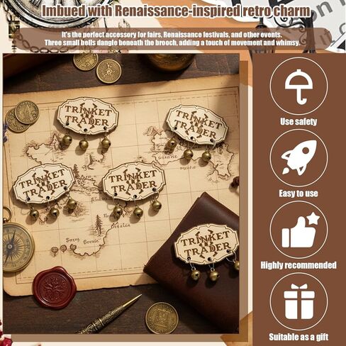 Renaissance Themed Wooden Pins, Funny Trinket Trader Badges, Medieval Renaissance Accessories, Brooch Pins for Medieval Renaissance Festivals and Cosplay Historical Dress in Kuwait