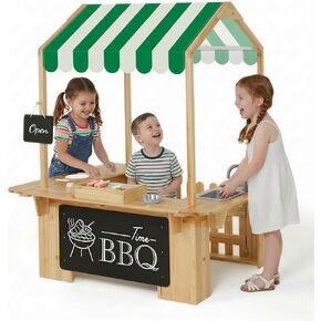 EDUBEBO Kids Playhouse في الهواء الطلق، مطبخ الطين، ألعاب الشواء، مجموعات اللعب في الهواء الطلق، هدية مثالية للعب الأدوار للأطفال الصغار والأطفال الذين تتراوح أعمارهم بين 3-8 (أبيض) in Kuwait
