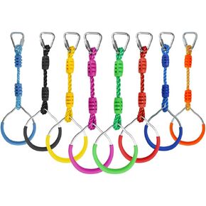 Hanging Ninja Gymnastic Ring Swing Monkey Bar Climbing Bar Jungle Fist For Outdoor Indoor Backyard Activities, 8 Pack Black Obstacle Course Rings Workout Playground Training Equipment Trapeze Play Set in Saudi Arabia