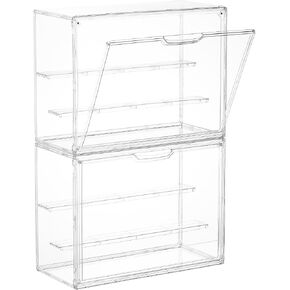 Vtopmart 2 Pack Acrylic Display Case, Stackable Figure Display Case with Magnetic Door & Adjustable Shelves, Clear Collectibles Showcase for Action Figures, Miniatures, Models in Saudi Arabia
