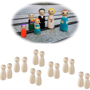 56 PCS Unfinished Natural Wooden Peg Dolls,Little Wooden peg People for Painted or Craft in Kuwait