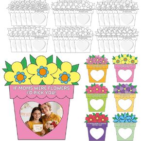 30 Pcs Mothers Day Crafts for Kids DIY Picture Frames Decorating Craft 6 Styles Flower Paper Picture Frame Kit Mother's Day Birthday Gifts from Daughter Son for Classroom Art Activity Home Party Decor in Saudi Arabia