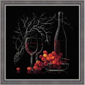 RIOLIS 1239 - Still Life with Red Wine - Counted Cross Stitch Kit 11¾" x 11¾" Zweigart 14 ct. Black AIDA 12 Colors in Saudi Arabia