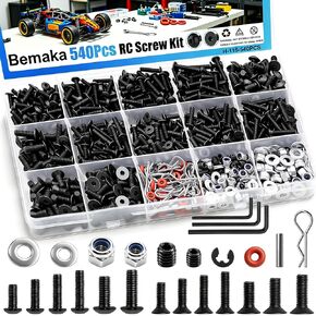540Pcs RC Screw Kit, Hardware Fasteners M3 M4 RC Car Screws Assortment Kit Universal RC Car Parts Accessories for Repairing 1/8 1/10 1/12 1/16 Scale Trucks Cars Crawler in Kuwait