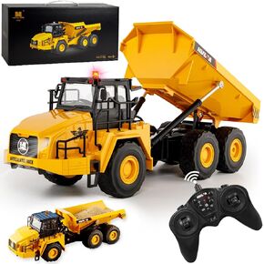 16.5 Inch Remote Control Dump Truck 11-Channels 1/16 Scale 6.6LBS Load Capacity RC Heavy Duty Semi Alloy Construction Vehicles Toy for Boys Kids 8y+ 12y+ (6-Wheels) in Kuwait