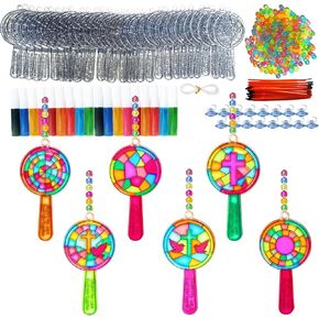 Ayhuhra 30 Sets Magnify Suncatchers Craft Kits, Magnifying Sun Catcher Stained Glass Effect DIY Window Art Craft, VBS Magnified Crafts, Magnifying Glasses & Suncatcher Supplies Stained Glass Kits in Saudi Arabia