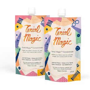 مركز Terial Magic - عبوتان (كل منهما 8 أونصة) - يصنعان رذاذًا بوزن 32 أونصة، معالجة قماش غير قابلة للاهتراء لخياطة اللحف والتطريز والطباعة النافثة للحبر والخياطة والحرفية، وغير سامة، صنع في الولايات المتحدة الأمريكية in Kuwait
