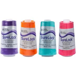 Coats & Clark - خيط SureLock Serger - 4 مخاريط (أرجواني، يوسفي، باهاما، فوشيا مشرق) in Kuwait