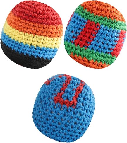 Handmade Crocheted Footbag, Pack of 3 – Random Colors, Sand-Filled, Durable Woven Cotton Kick Balls for Juggling, Tricks, Outdoor Play, Party Games & Coordination Training in Kuwait