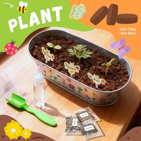 PLANTMEW Paint & Plant Flower Growing Kit for Kids - Fun Kids Gardening Set - Unique Birthday, Crafts & Arts, Gardening Gifts for Girls & Boys, Ages 5, 6, 7, 8-12 Years Old, Easter Gifts for Girls in Saudi Arabia