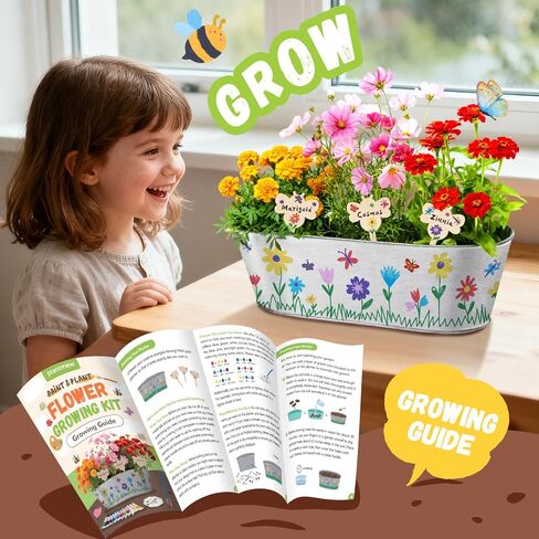 PLANTMEW Paint & Plant Flower Growing Kit for Kids - Fun Kids Gardening Set - Unique Birthday, Crafts & Arts, Gardening Gifts for Girls & Boys, Ages 5, 6, 7, 8-12 Years Old, Easter Gifts for Girls in Saudi Arabia