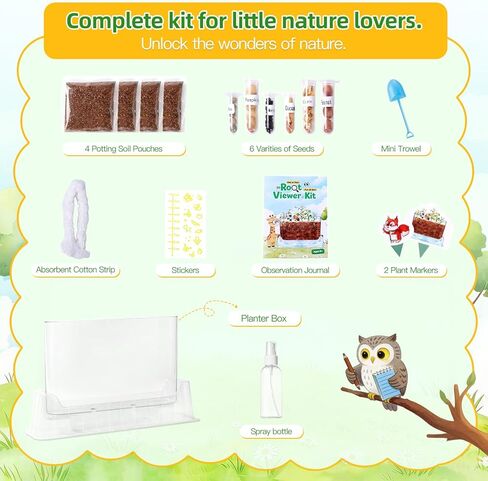 TitaniX Root Viewer Kit for Kids with 6 Seed Varieties, STEM Science Toy & Craft Growing Kits for Boys & Girls, Grow Your Own Plant for Ages 4-8 Birthday Gifts for Boy,4, 5, 6, 7, 8, Year Old in Kuwait