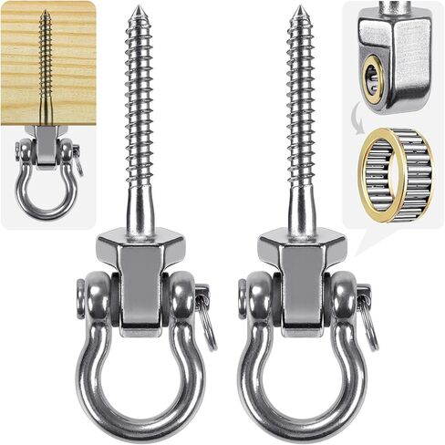 SELEWARE Heavy Duty Swing Hangers with Bearings, 2-Pack - Stainless Steel Porch Swing Hardware for Patio & Playground, Quiet Swivel Hooks - Indoor/Outdoor Heavy Duty Swing Hardware, 1500LB Capacity in Kuwait