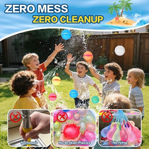 Reusable Water Balloons, 12 Pack Magnetic Refillable Water Balloons Quick Fill, Summer Fun for Kids Outdoor Pool Water Toys, Reusable Summer Outdoor Toys in Kuwait