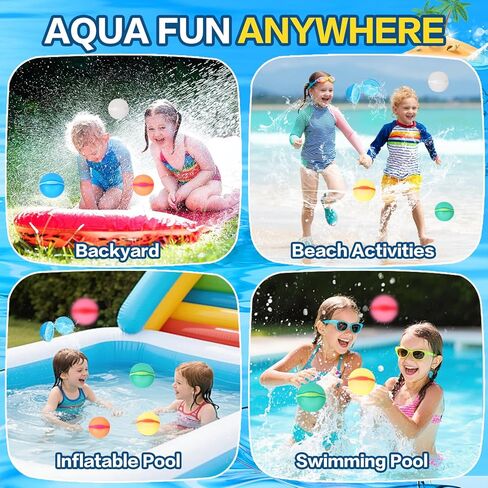 Reusable Water Balloons, 12 Pack Magnetic Refillable Water Balloons Quick Fill, Summer Fun for Kids Outdoor Pool Water Toys, Reusable Summer Outdoor Toys in Kuwait