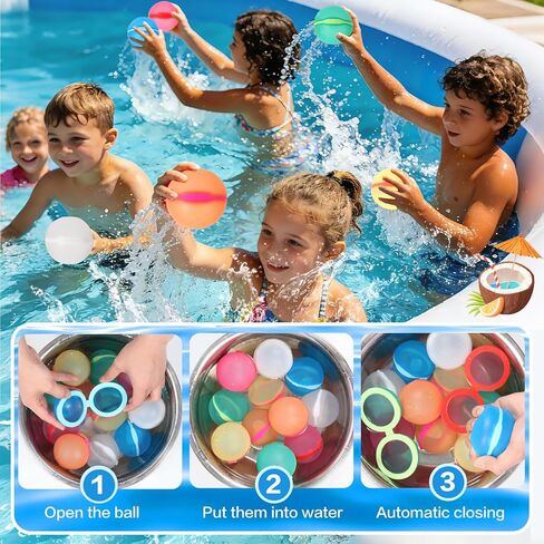 Reusable Water Balloons, 12 Pack Magnetic Refillable Water Balloons Quick Fill, Summer Fun for Kids Outdoor Pool Water Toys, Reusable Summer Outdoor Toys in Kuwait