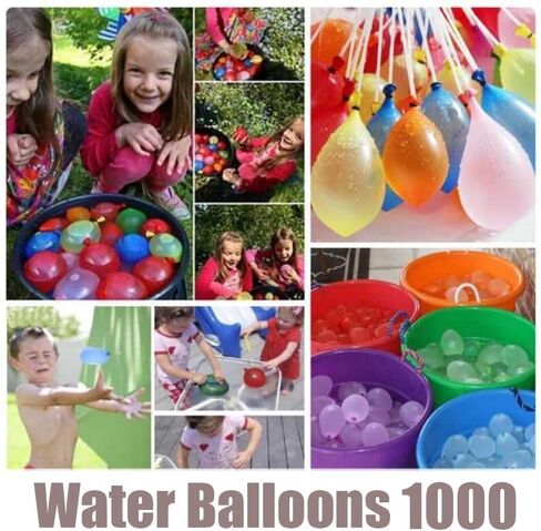 AILIFE Water Balloons Quick Fill -1000 Pack Summer Outdoor Party Toys for Kids Ages,Water Balloons for Garden Backyard Splash Pool Play, Cool Gifts for Boys Girls in Kuwait