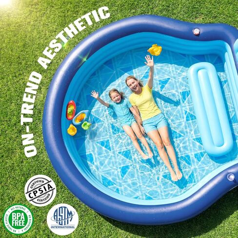 Inflatable Pool with Seats and Headrest,Oversized Thickened Large Blow Up Pool for Audlt,Inflatable Backyard Pools for Adult,Durable Swim Center Inflatable Family Lounge Pool 90"×90"×20" in Kuwait
