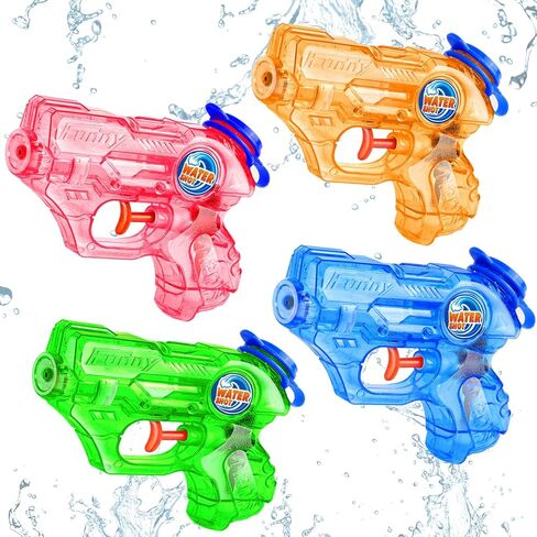 Mini Water Gun for Kids Toddler- 4 Pack Small Water Guns 5-7M Long Range Super Water Soaker Squirts Blasters Gun, Outdoor Toy Water Summer Beach Pool Party Favors Bath Water Guns Toy for Girl Boy Kids in Saudi Arabia