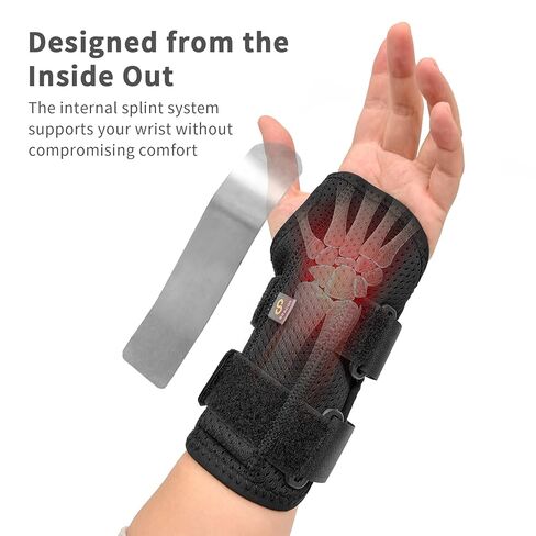 Bracoo Wrist Brace for Carpal Tunnel Day & Night, Adjustable Wrist Support Wrap with Splint, For Women Men, Fit Right Left Hand, Arthritis, Tendonitis, Sprain, Carpal Tunnel Syndrome, WB31 in Saudi Arabia