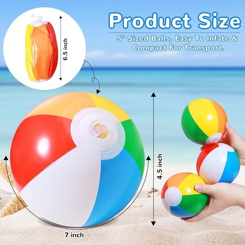 SCIONE 28 Pack Mini Beach Balls Bulk, 5-Inch Inflatable Rainbow Beach Balls for Kids, Ideal for Pool Toys, Beach Theme Party Decorations and Outdoor Games, Hawaiian Tropical Theme Decorations Supplies in Kuwait