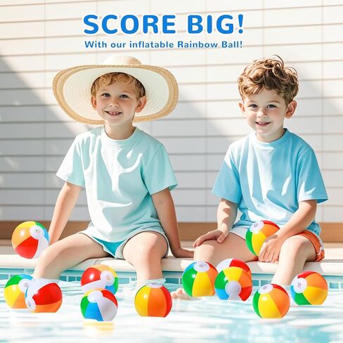 SCIONE 28 Pack Mini Beach Balls Bulk, 5-Inch Inflatable Rainbow Beach Balls for Kids, Ideal for Pool Toys, Beach Theme Party Decorations and Outdoor Games, Hawaiian Tropical Theme Decorations Supplies in Kuwait