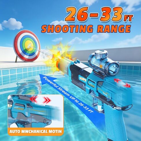 4Pcs Electric Water Gun for Kids Adults, Automatic Squirt Gun Pistol with Water Spray Sound and Led Light, Leak-Proof Rechargeable Watergun for Summer Outdoor Pool Beach Toys for Boys (Black+Blue) in Saudi Arabia