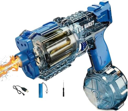 Electric Water Gun for Adults Kids ，Automatic Squirt Guns with Light, 26-32FT Long Range, 800CC Capacity, Summer Outdoor Pool Games for Ages 8-12, Beach Backyard Party Toys Gift Boys in Saudi Arabia