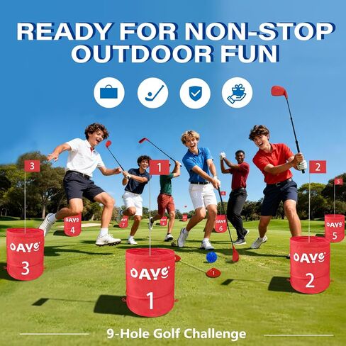 Backyard Golf Outdoor Games - Ultimate 9 Holes Golf Game Set with 3 Right + 1 Left Clubs, Lawn Golf Training for Adults & Amateur, Course Play Outdoor, Lawn, Park, Beach, Yard in Saudi Arabia